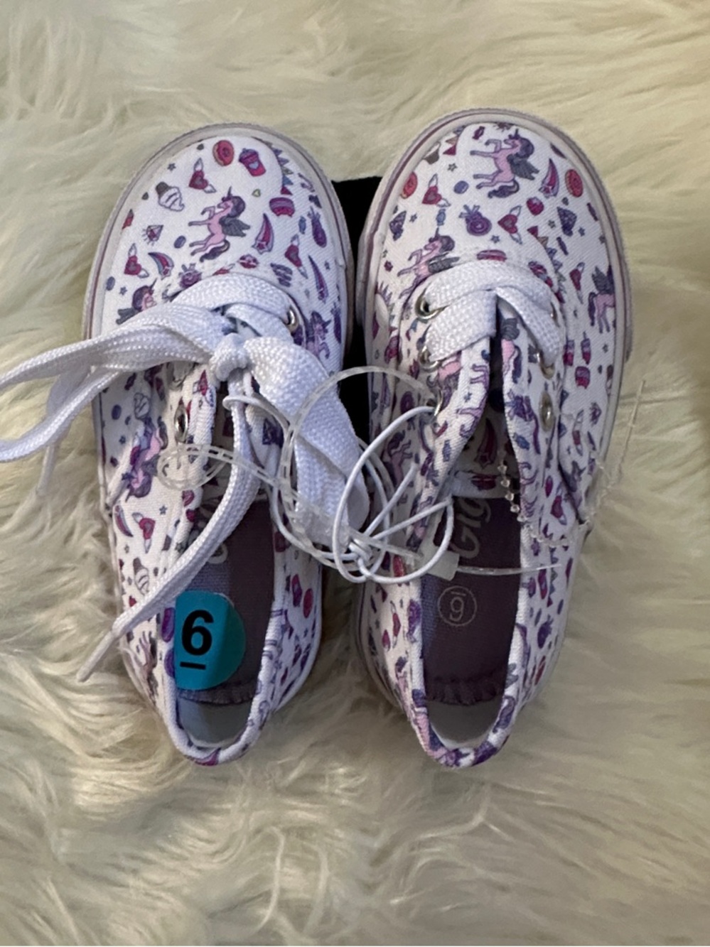 OshKosh B'gosh White Sneakers with Purple and Pink Unicorn Pattern